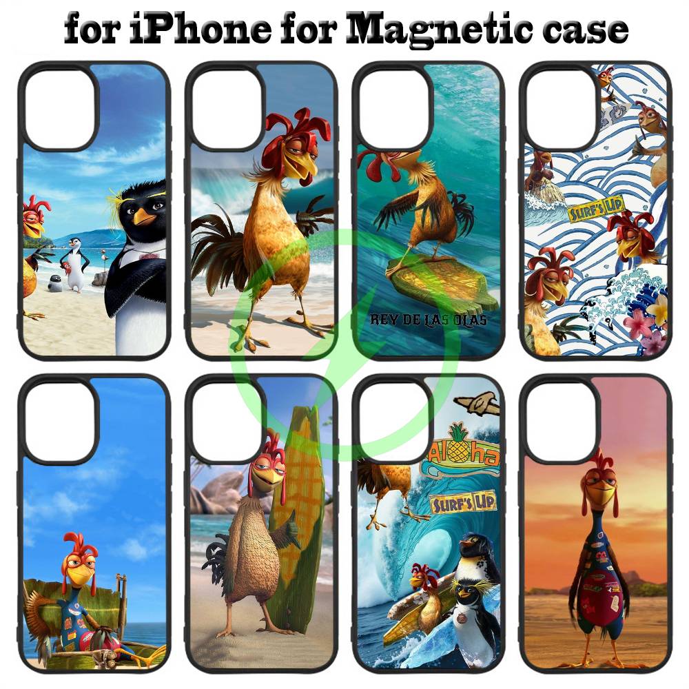 Chicken J-Joe Surf Magnetic Wireless Charge Phone Case For iPhone 14 13 12 11 15 16 17 Pro Max Magnetic Cover