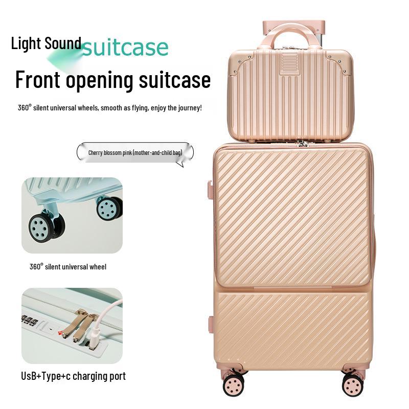 24-Inch Silent Universal Wheel Suitcase with Front Opening and Combination Lock