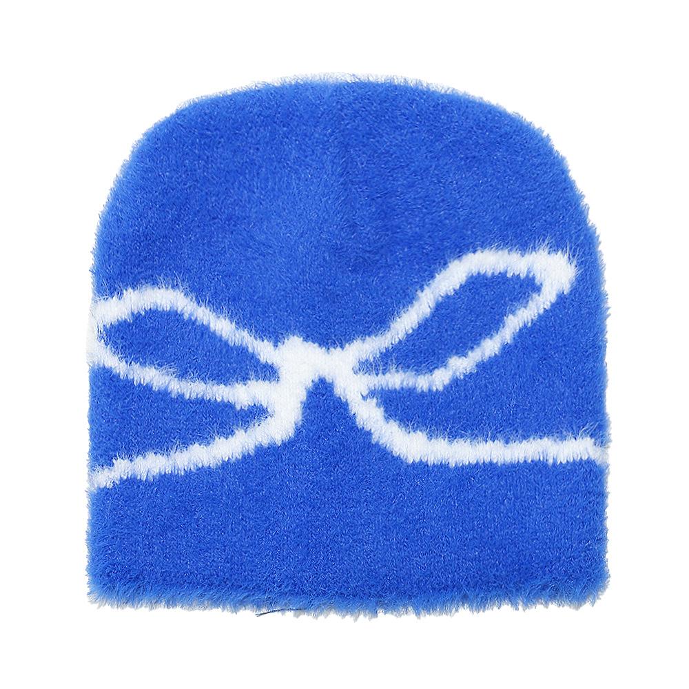 Plush Beanie Hat Brimless Cap Bow Jacquard Plush Warm Winter Hat Women 2025