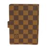 Used Louis Vuitton Damier Card Case, 12564 Agenda PM R20700 8001 Logo Brown Diary with 6 Holes and Checkered Pattern