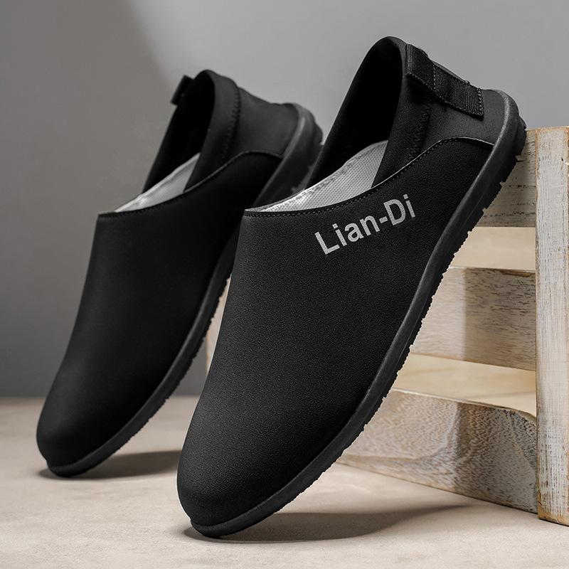 Men Fashion Casual British Style Slip On Loafer Peas Driving Shoes 39 чёрный