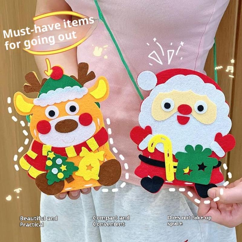Christmas Theme Diy Handmade Shoulder Bag Handbag Sewing Creative Art And Handmade Activities Gifts Children'S Handmade Toys