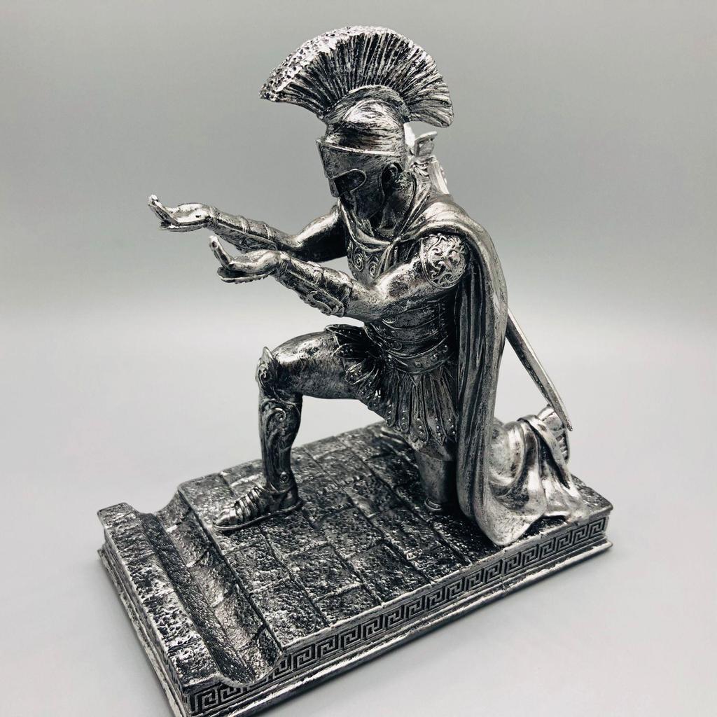 Executive Knight Bronze Pen & Phone Holder - Armor Hero Roman Warrior Statue