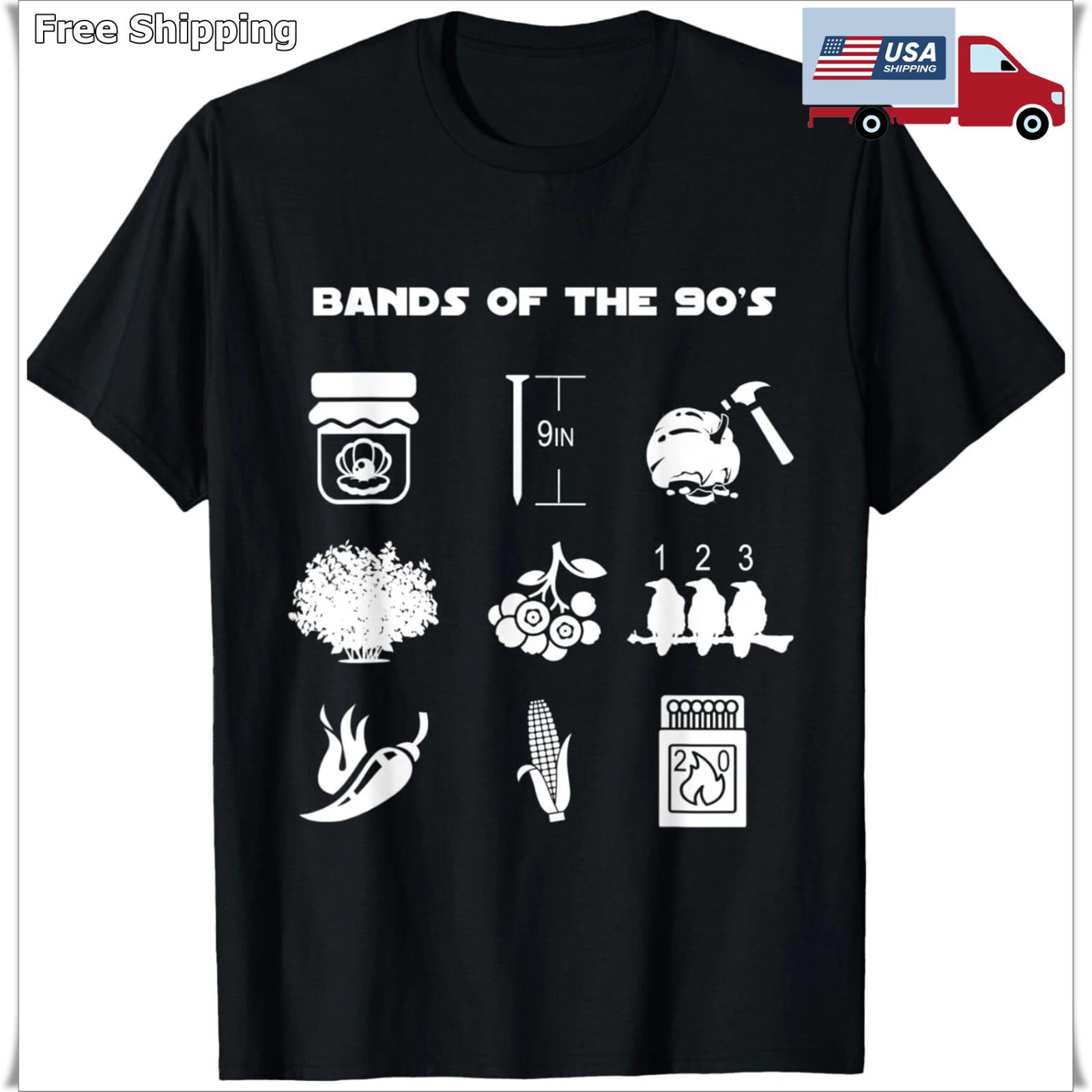 Funny Retro Popular Music Bands of the 90s Rock Pop Culture Gift Unisex T-Shirt XXL