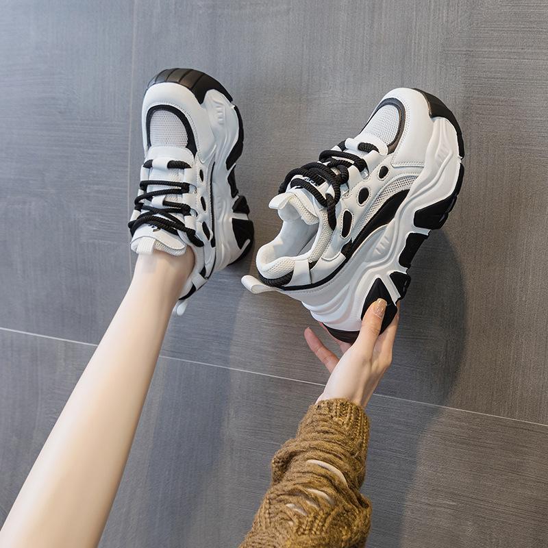 Inner height increase dad shoes women's 2025 spring new thick-soled transparent net casual fashion sports versatile tide muffin women's shoes