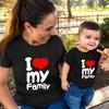 T-shirty damskie Kocham moją rodzinę Zabawne jednakowe stroje rodzinne Bawełna Wygląd rodzinny Ojciec Matka i córka Syn Koszulki dziecięce Body dziecięce