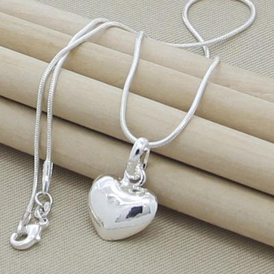 925 Sterling Silver Solid Small Heart Pendant Necklace Snake Chain For Women Wedding Charm Fashion Jewelry Gifts