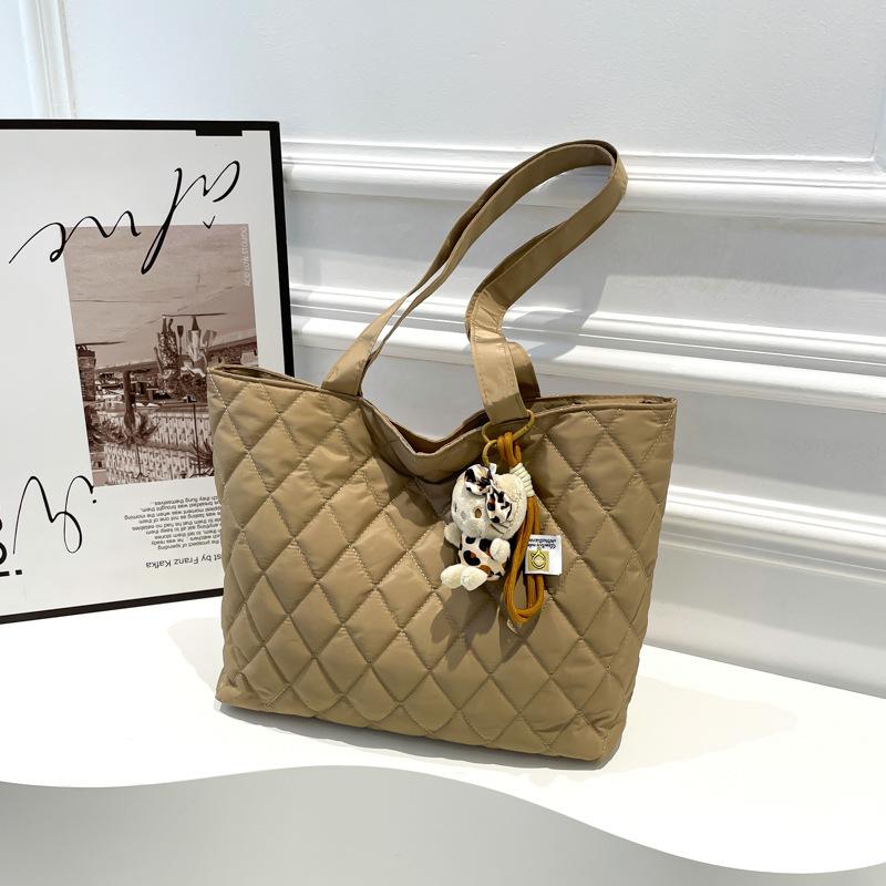 

Нишевые хлопковые сумки для одежды женские осенне-зимние новые вместительные ромбовидные сумки модные плечевые сумки-тоут Without pendant