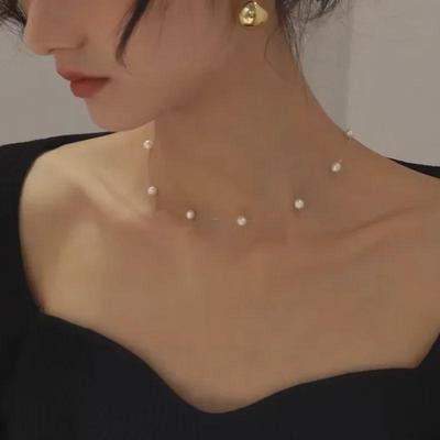 Versatile Collana Girocollo di Perle per Donna - Estate Semplice Temperamento di Lusso Leggero