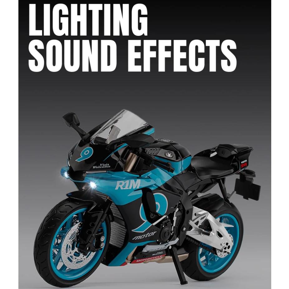 1/9 Scale Yamaha YZF R1M Racing Motorcycle Diecast Model Car Alloy Metal Outdoor Collection Display Classic Ornaments Boyfriend Gifts