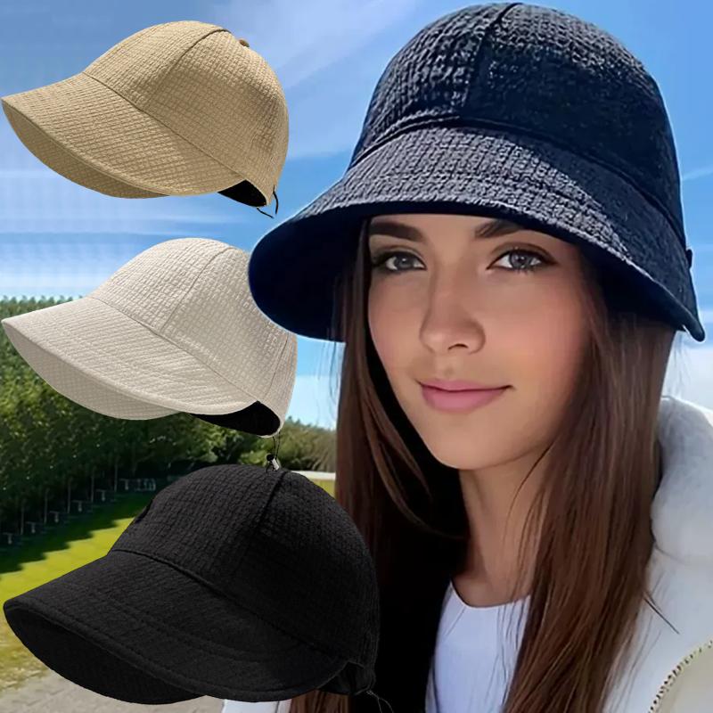 Women Foldable Sunhat Summer Outdoors Beach Fisherman Hat Sunscreen Uv Protection Cap Adjustable Hiking Wide Brim Bucket Caps