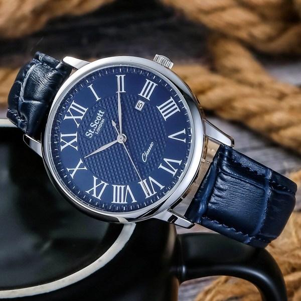 Saint Scott ST7106L Head Office Genuine Date Men's Dress Watch Leather Watch Gift Shopping Bag Provided