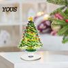 Desktop Ornament for Christmas Xmas Acrylic Ornament, 2D Flat Tree Gingerbread Man with Decorative Holiday Rotatable Base, Table Centerpiece