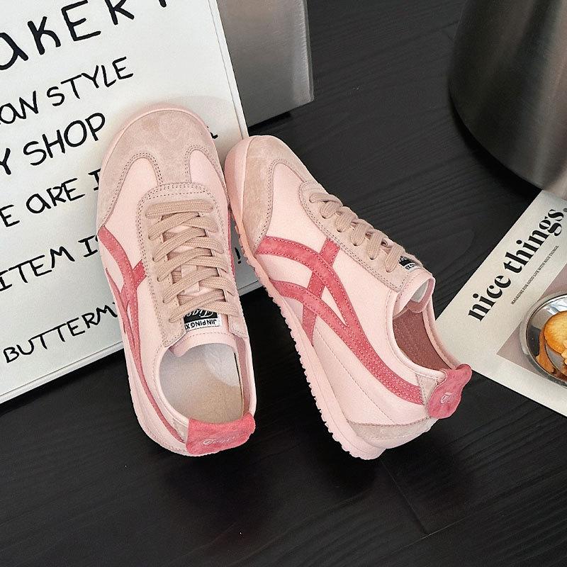 Retro leather inner height increase German training shoes women's spring new American versatile color matching sports Forrest Gump casual shoes