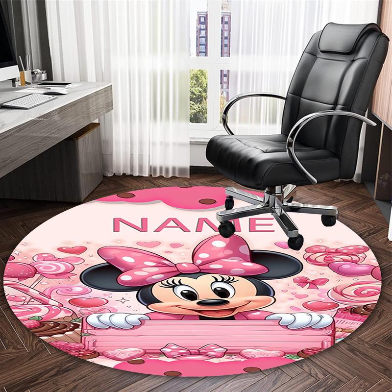 Customizable Minnie (8) Round Non-Slip Carpet - Ideal for Garden, Picnic, Office, Perfect for Decoration, Suitable For All Seasons