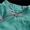 Chinese Style Retro Cotton and Linen Shirt Women's Spring and Summer Chinese Style Stand-up Collar Buttoned Top Embroidered Tea Dress