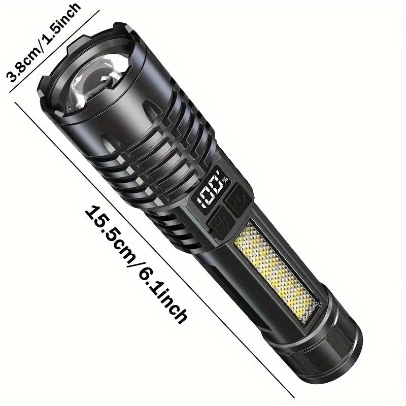 1 High Lumen Rechargeable Flashlight, ABS LED Flashlight XHP50 USB Super Bright Flashlight, Handheld Digital Display Flashlight