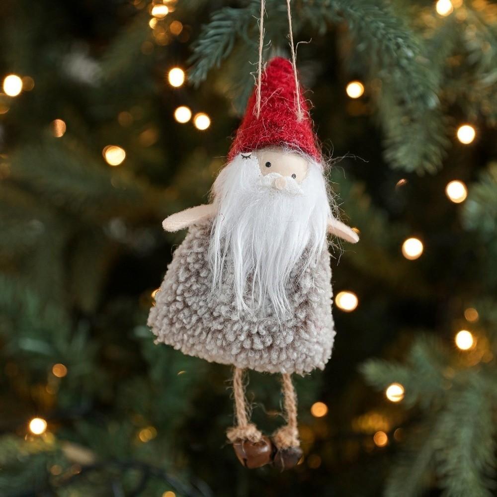 Plush Christmas Snowman Pendant Reindeer with Bells Xmas Tree Pendants Santa Claus Christmas Doll Ornaments New Year Decor