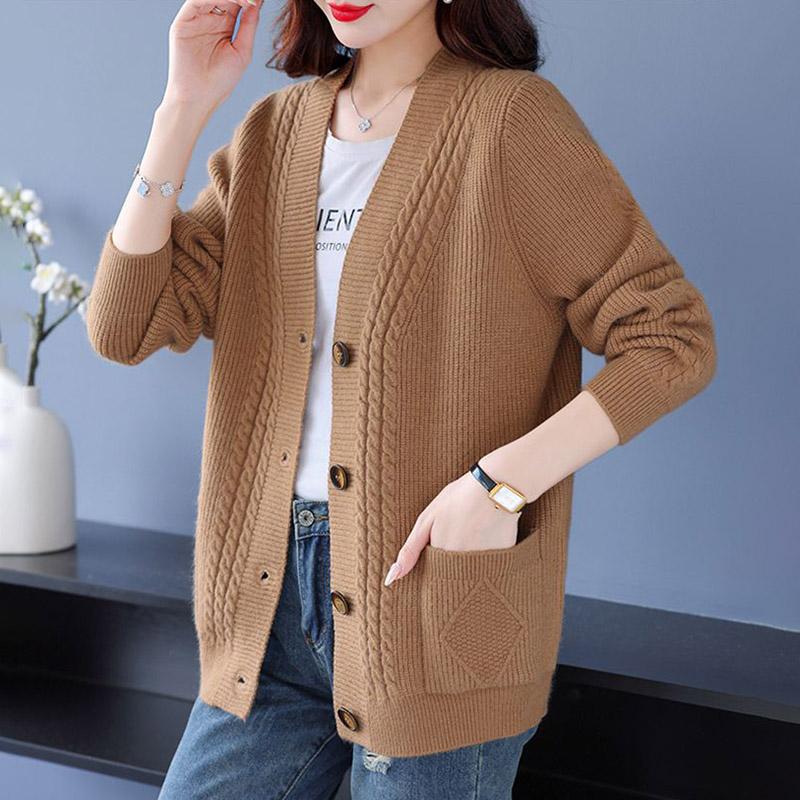 Sweaters Coat Cardigan for Women Autumn Winter Plus Size Vintage Loose Long Sleeve Knit Cardigan Sweaters Jacket