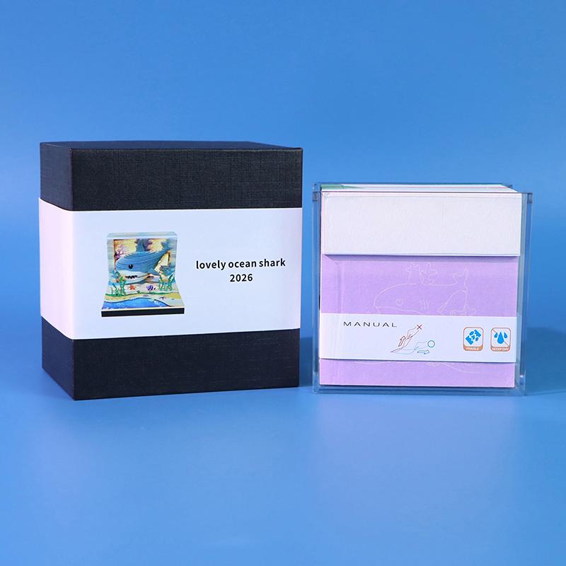 

Календарь-часы 2026 Настольный календарь со светодиодной подсветкой 3D отрывной календарь Бумажное искусство Резка бумаги Блок для заметок Рождественский подарок