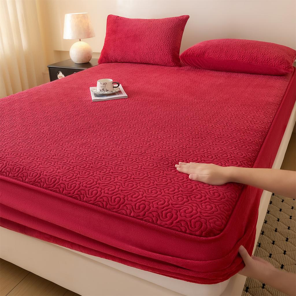 Class A Milk Velvet Quilted Bed Sheet Single Piece Thickened Anti-slip Bed Cover Mattress Protective Cover Bedding Set
