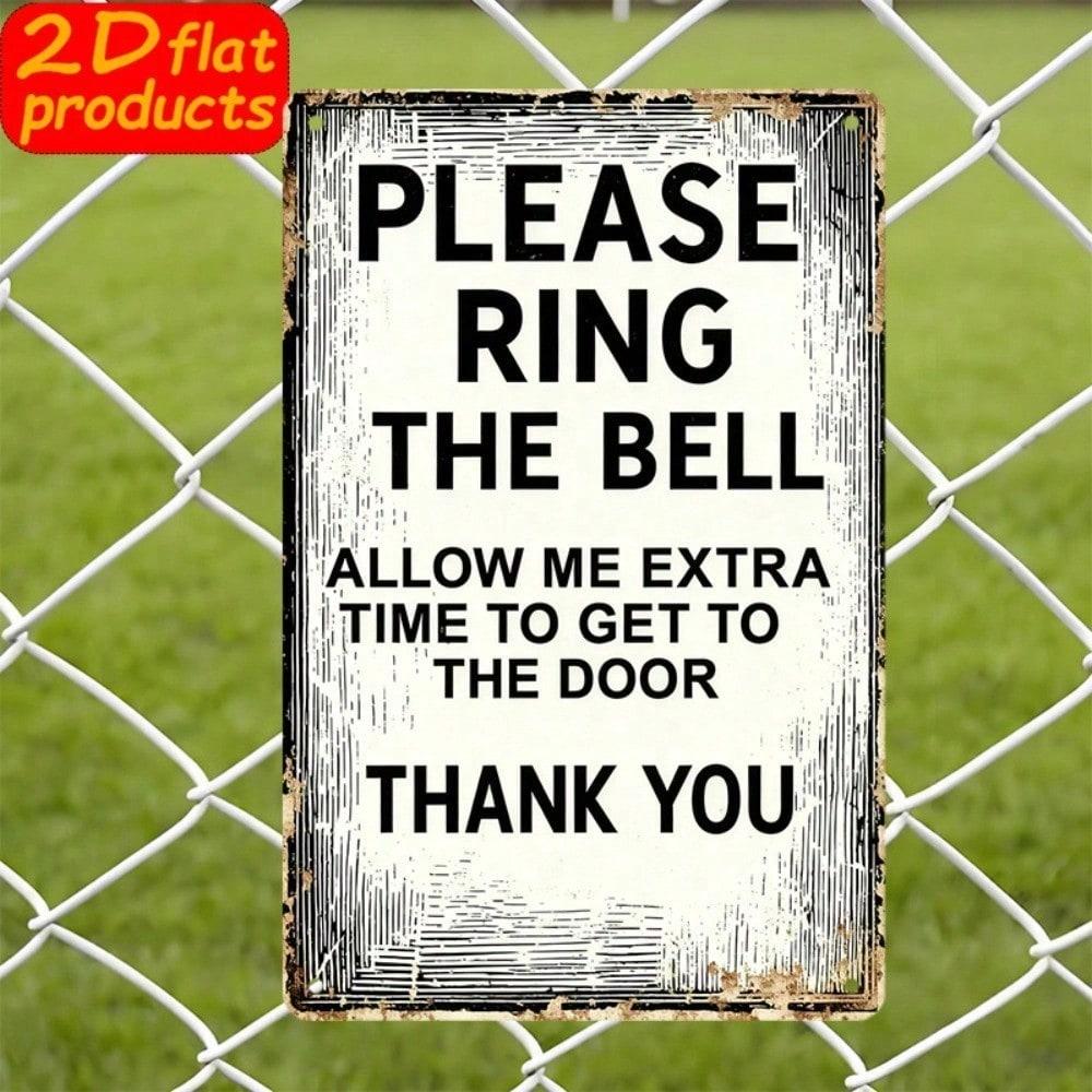 1pc 2D Flat Please Ring Bell Sign, Chinese English Bilingual Door Plaque with Bell Icon, Outdoor Entryway Warning Decor