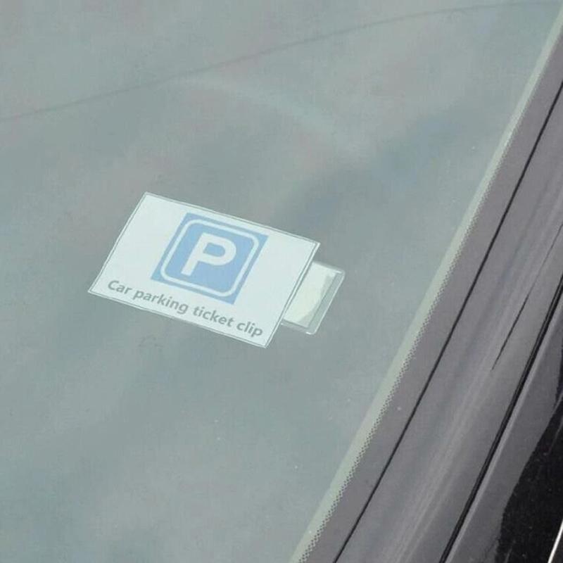 5 Stück Klarsicht Plastik Auto Styling Parkscheinhalter Auto Befestigung Kartenhalter Montage Befestigung Organizer Windschutzscheibenaufkleber