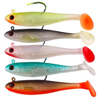 5pcs/ Soft Spinning Baits with Jig Head Hook Silicone Soft Bait Petal for Pike Tail or Crappie, Bass, and Trout