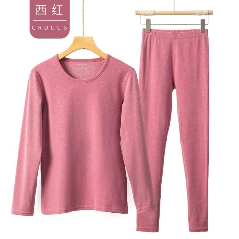 Thermal Base Layer Set Men Women Warm Fleece-Lined Long Sleeve Top Pants Soft Double-Sided Brushed Cotton Blend