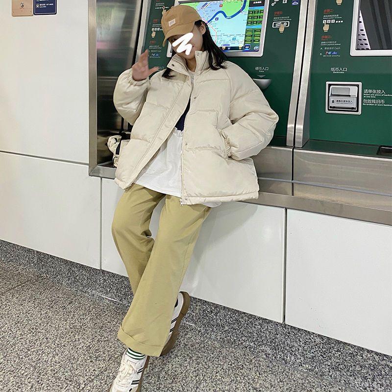 

Зимова куртка Жіноче вільне пальто з капюшоном Бавовняний одяг Студентський хлібний костюм L бежевий