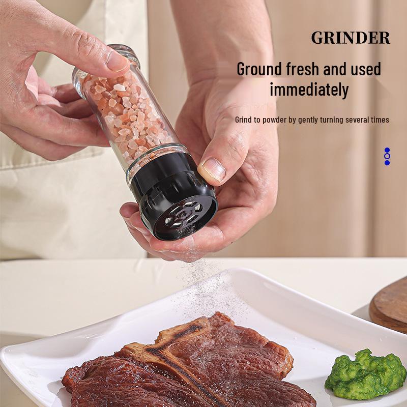 Transparent Glass Manual Grinder for Spices, Cumin, and Peppercorns - Moisture-Proof and Multi-Purpose.