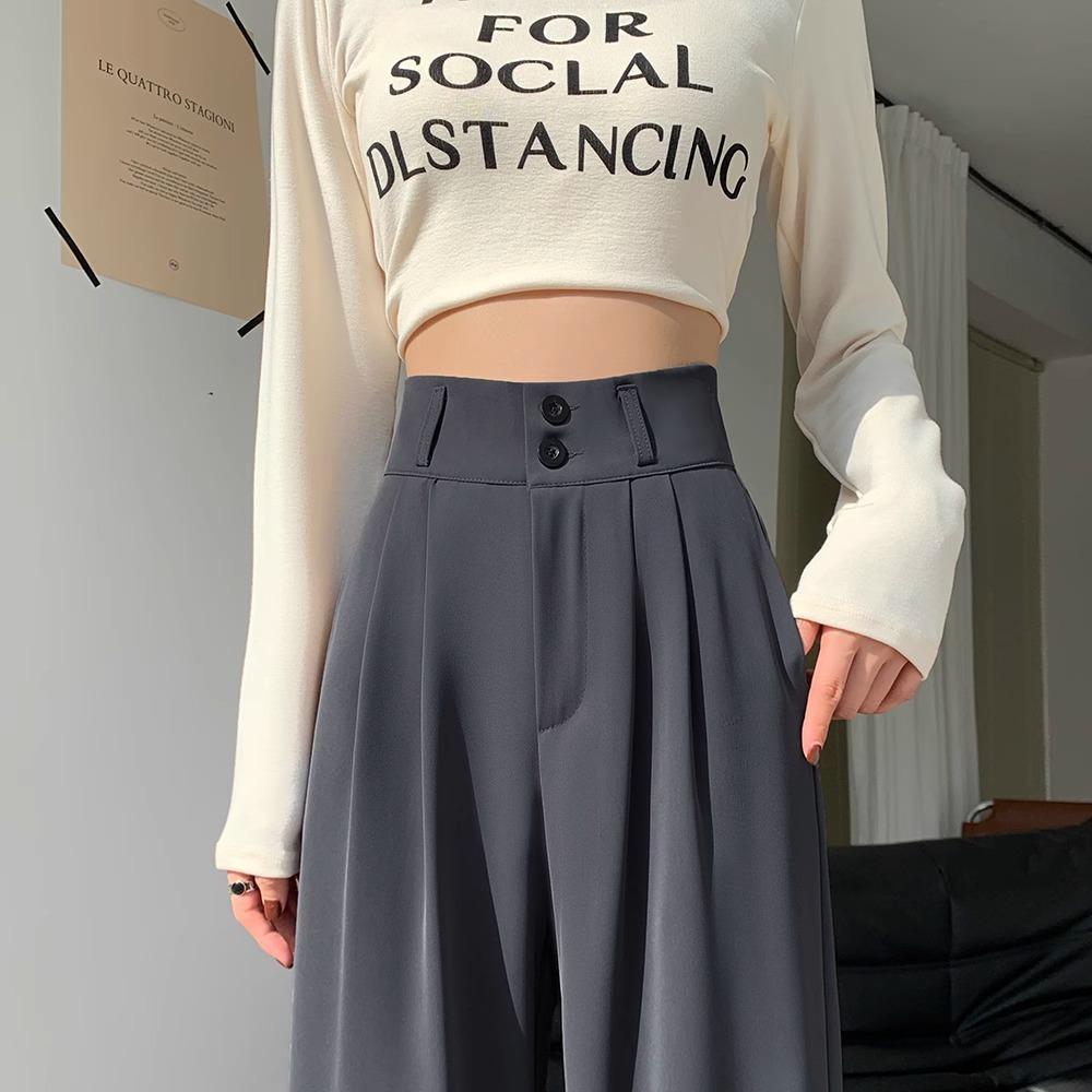 

Літні Нові Штани з високою талією, широкі та тонкі, що волочаться по підлозі, Вузькі штани прямого крою, Костюмні штани 5XL темно-сірий