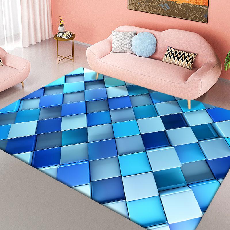 3D Colorful Geometry Block Carpets Large Area Rug for Living Room Bedroom Carpets Anti-Slip Floor Mat Kitchen Abstract Bath Mat