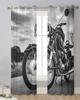 Motocykl Na Cestě Vintage Průsvitné Záclony pro Dekoraci Obývacího Pokoje Okenní Závěsy Kuchyňský Tyl Voálové Organzové Záclony
