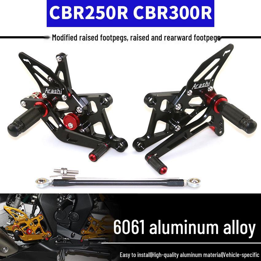

Compatible Honda CBR250R (15-18) CBR300R (17-20) Racing Style Raised Footpegs Titanium