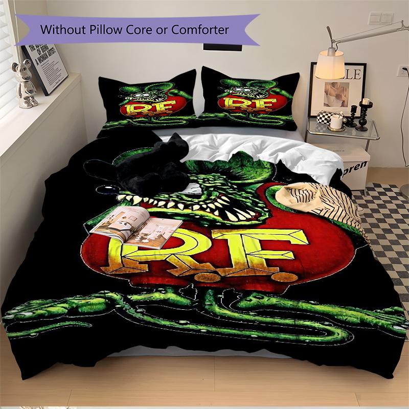 Rat Fink'S Fiery Ride Print 3Pcs Bedding Setduvet Cover With 2 Bedropillowcase Home Birthday Gift