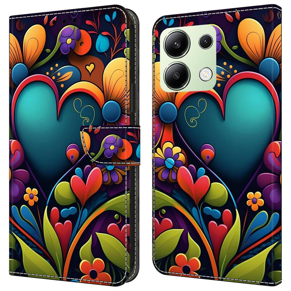 For Xiaomi Redmi Note 13 4G Leather Case Printed Pattern Wallet Stand Phone Cover