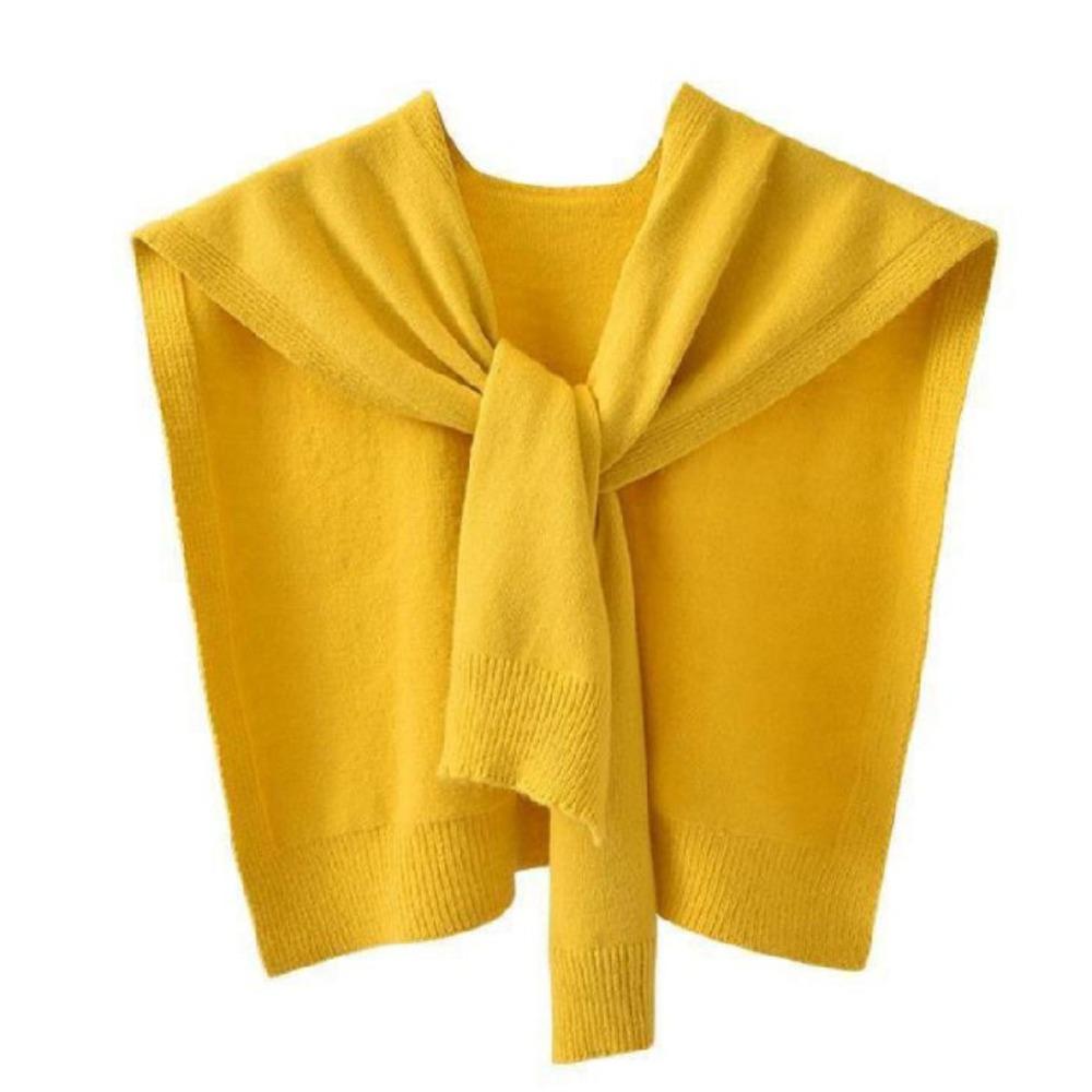 Cape Knitted Shawl Solid Color Wool Scarves Elegant Knit Scarf  Female