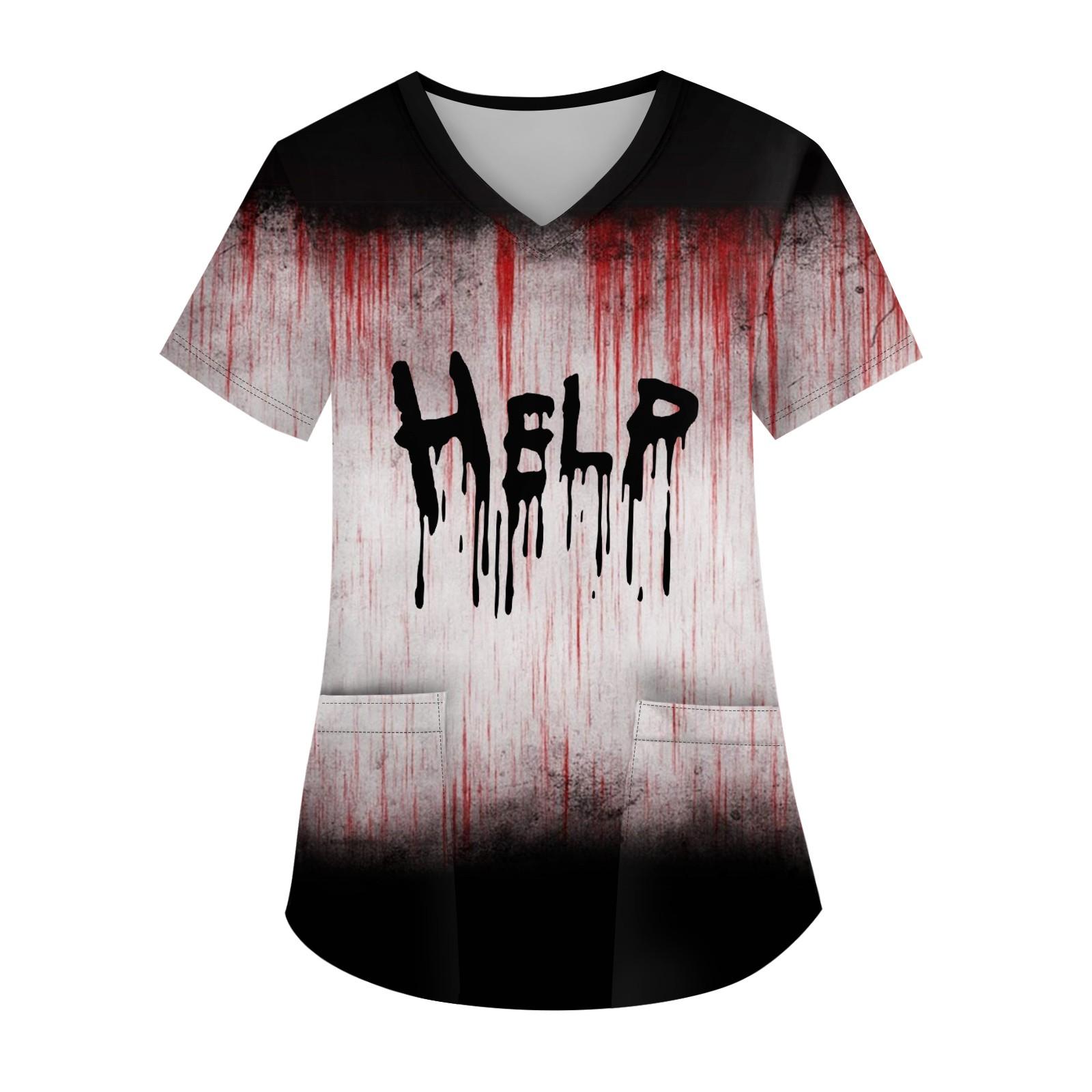 

Женская мода с v-образным вырезом, короткими рукавами и карманами, топы с принтом L бежевый