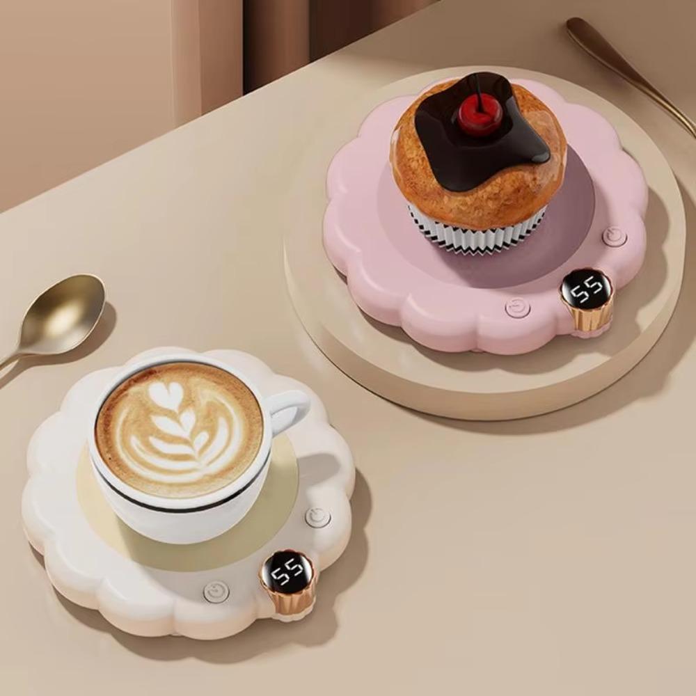 Flower Shaped Thermostatic Coaster Adjustable Temperature Electric Heating Cup Pad Dormitory