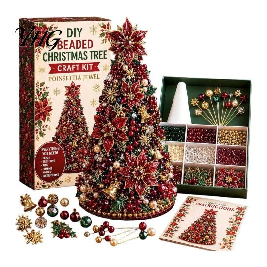 Unique Desk Accessories DIY Christmas Tree Beading Kit for Adults Beginners, Handmade 3D Ornament with Full Immersive Experience Gift Tools