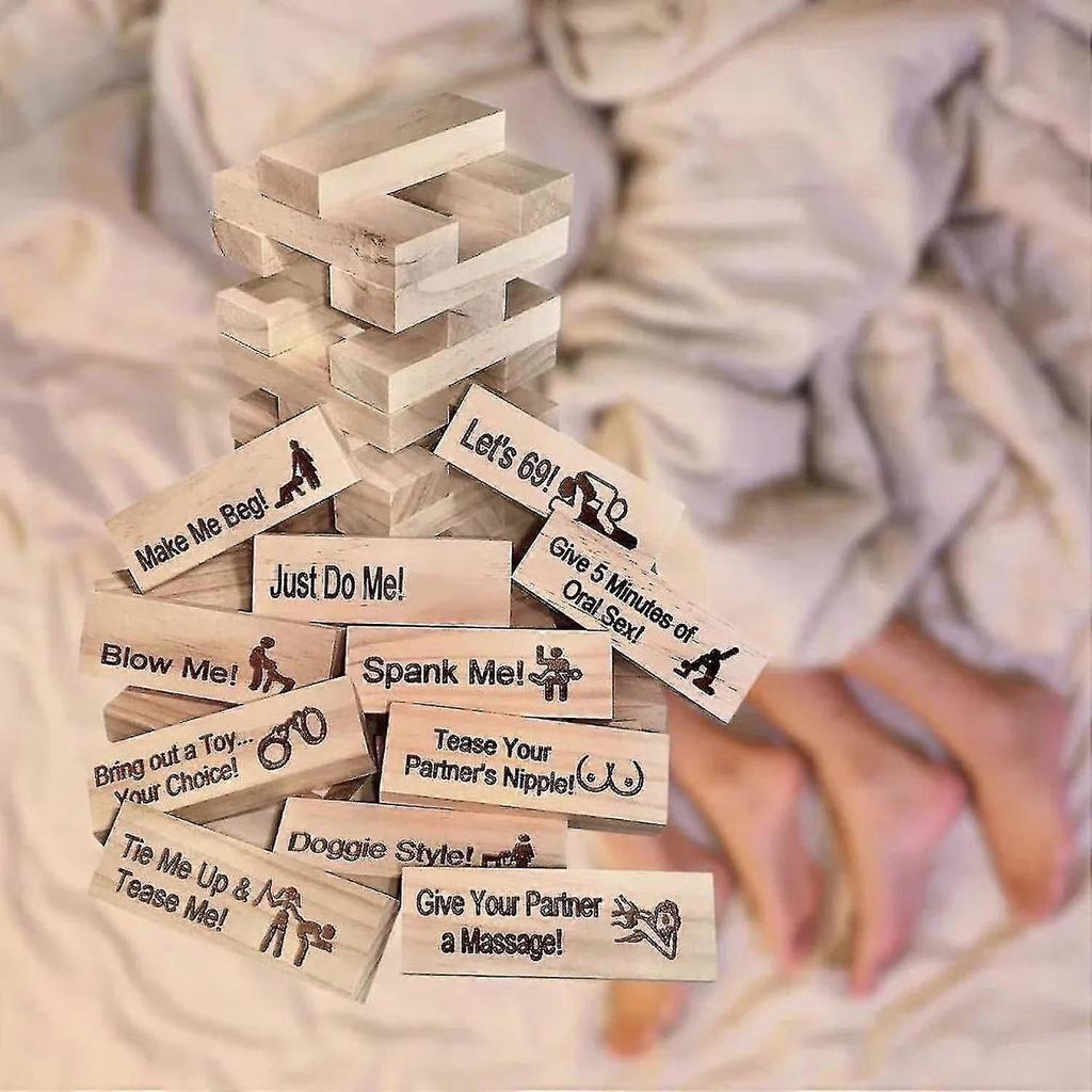 54pcs Super Naughty Block Tower Game, Couple Activities & Date Night Ideas, Valentine Tumbling Tower Stacking Blocks Game For Couples Night Party Game