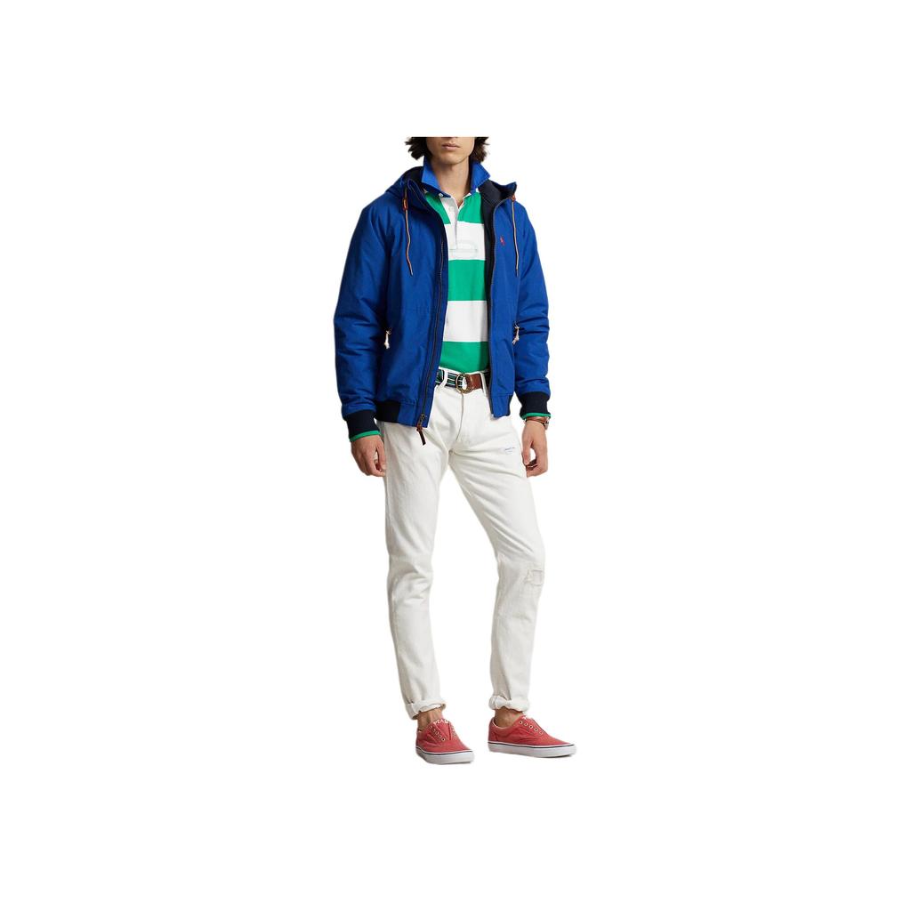 Polo Ralph Lauren FW23 Kurtka z kapturem zapinana na zamek z haftowanym logo i nadrukiem, z długim rękawem, męska, niebieska 710923262-001