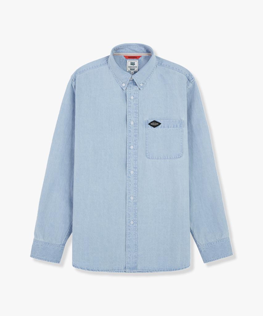 Jikun [Black Label] Classic Denim Washed Button-Down Shirt Gee245-101 Light Blue