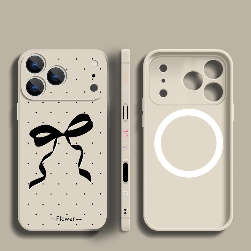 Pour Coque iPhone 17 Pro Max Motif Nœuds Papillon Soyeux de Luxe Magnétique Pour Magsafe Coque Souple Pour iPhone 16 15 14 13 Pro Max 17E 16E