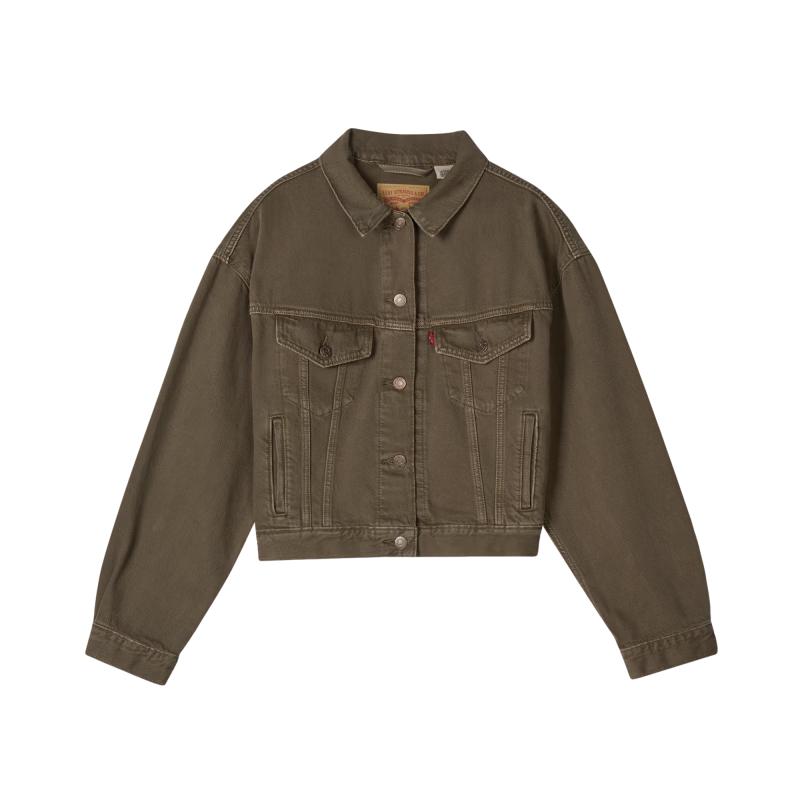 Женская джинсовая куртка Levi s в стиле рабочей одежды High Street L темно-коричневого
