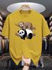 Unisex Crew Neck Tee Lazy Sloth Panda Cute Cartoon Graphic Print Soft Cotton Loose Short Sleeve Summer Casual Male Streetwear Tops