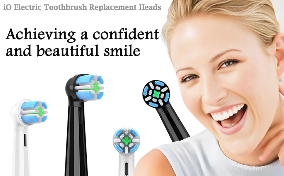 IO Replacement Brush Heads for Oral-B iO Series 2-10 Electric Toothbrushes (3 Black + 3 White)