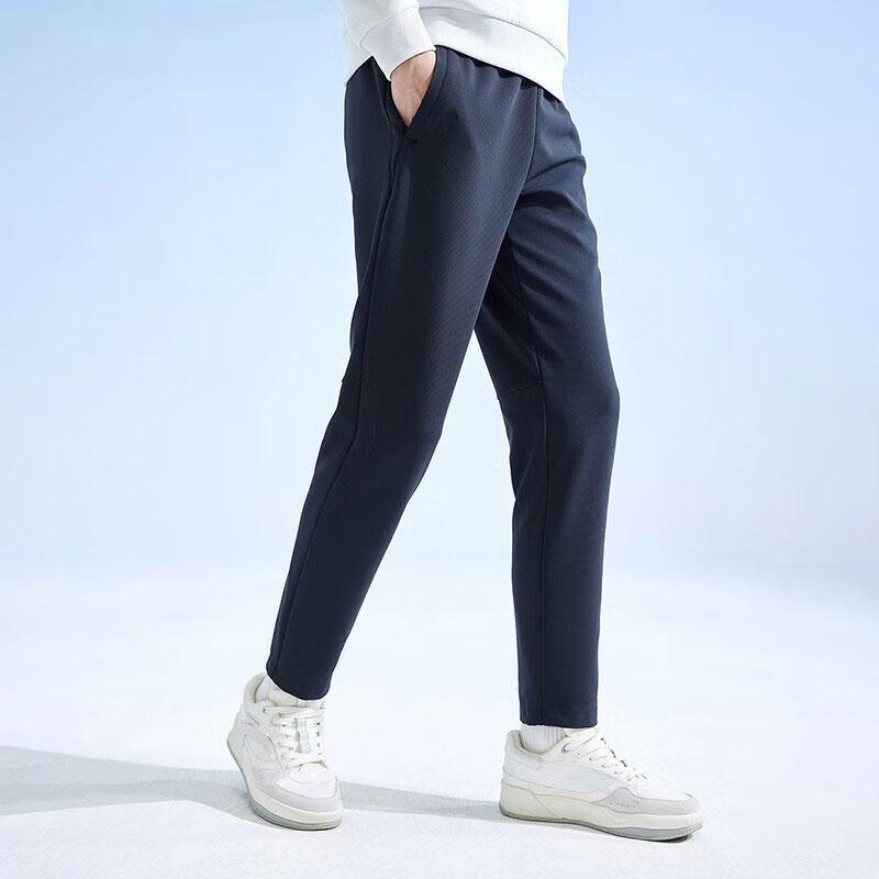 Anta Training Series Solid Color Tapered Mid-Rise Knitted Sports Pants Men Bottoms Black 152337338-1