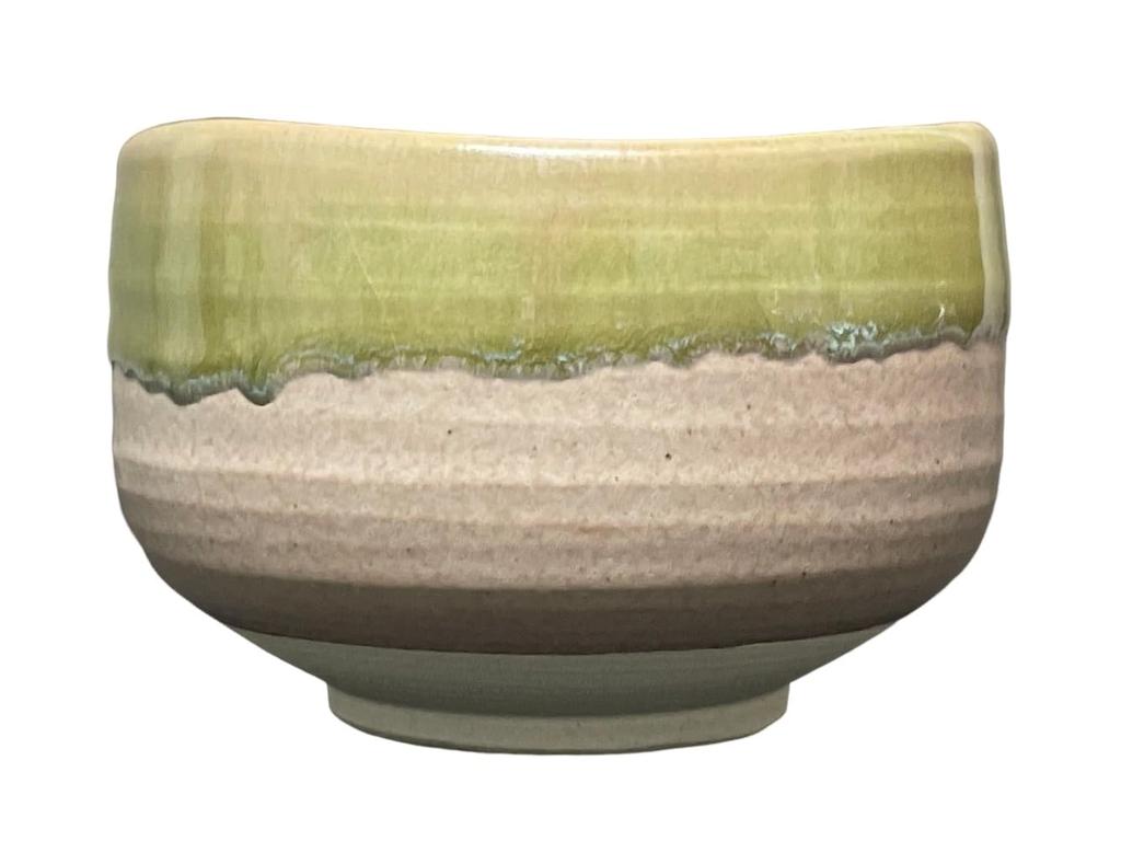 Ale-net Matcha Bowl, W12.5 x D12.5 x H8cm, Oribe Kinzoku Kiln-Carved, Mino Ware, Made in Japan
